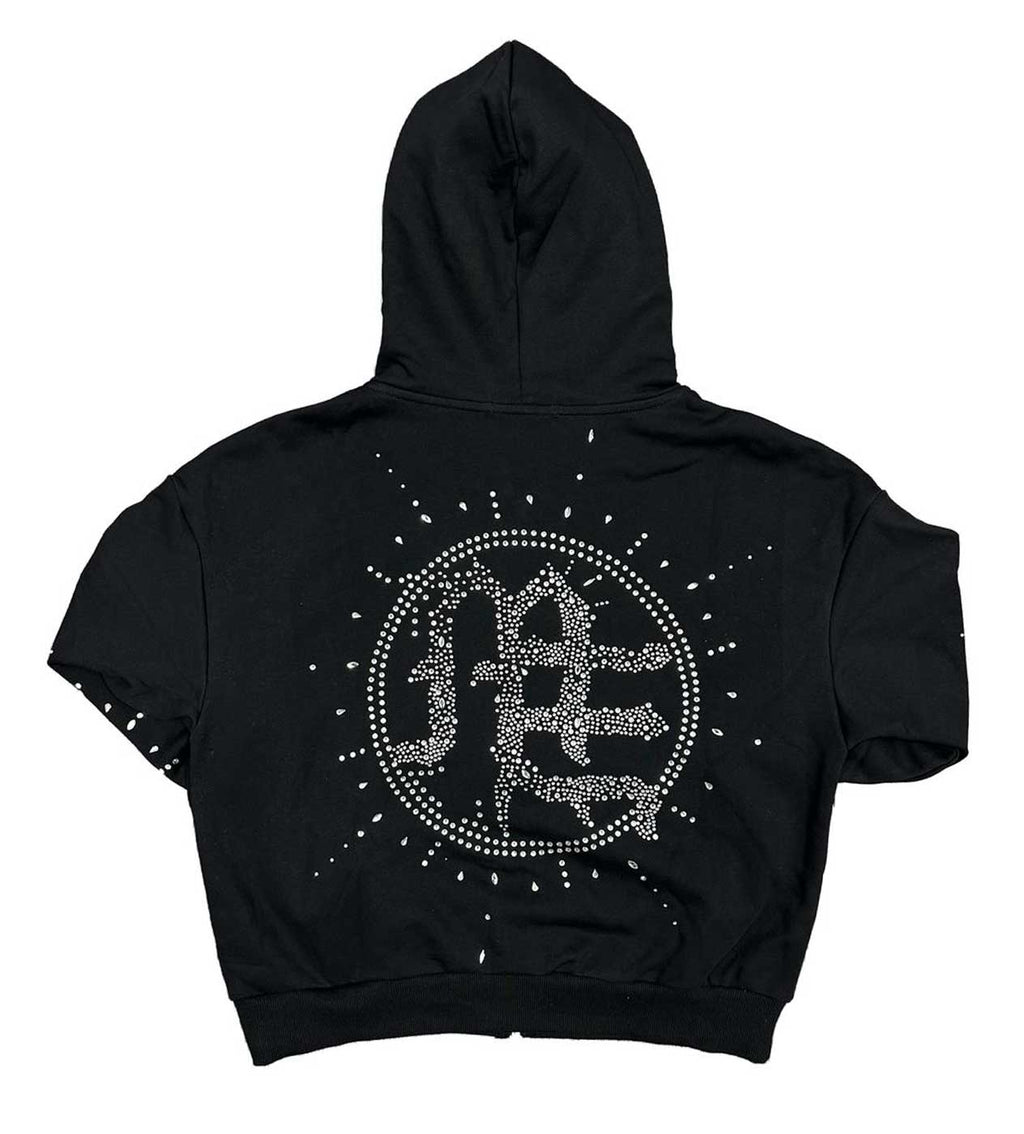 Mixed Emotions Eclipse Rhinestone Hoodie Black