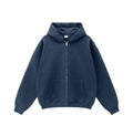 Kanye West-Inspired Heavyweight Fleece Zip-Up Hoodie – Navy Blue