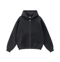 Kanye West-Inspired Heavyweight Fleece Zip-Up Hoodie – Black