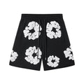 Denim Tears Cotton Wreath Graphic Shorts - Black / Relaxed Streetwear Fit