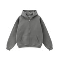 Kanye West-Inspired Heavyweight Fleece Zip-Up Hoodie – Grey