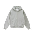 Kanye West-Inspired Heavyweight Fleece Zip-Up Hoodie – Light Grey