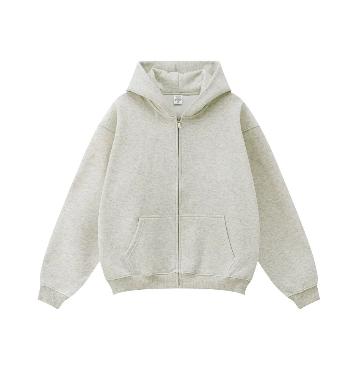 Kanye West-Inspired Heavyweight Fleece Zip-Up Hoodie – Oatmeal